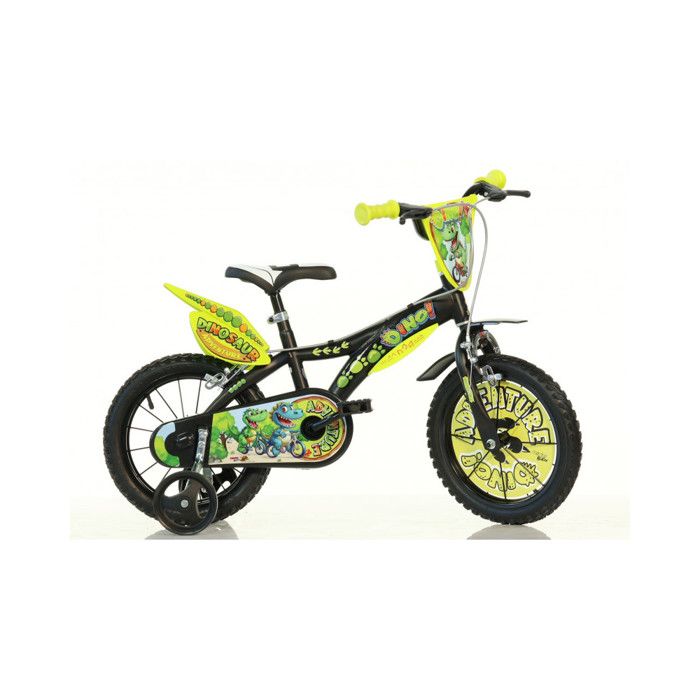 Dino Bikes – Vélo Enfant Tortues Ninja 16 Pouces, Cadre Acier, Freins, Stabilisateurs, Bouclier Et Accessoires Inclus