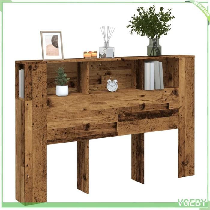 Armoire de tête de lit - Vieux bois - 160x18 5x103 5 cm - Bois dingénierie - Montage requis