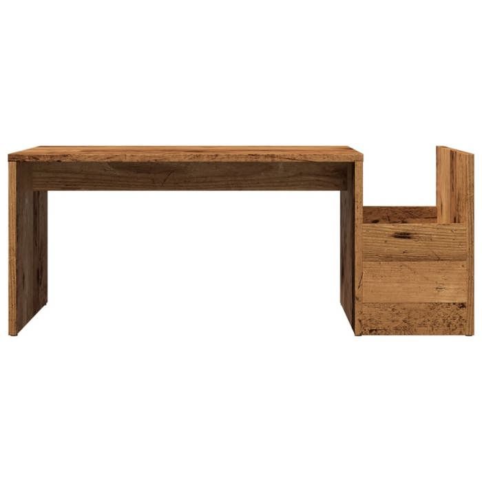 Table basse en bois dingénierie - vidaXL - 90x45x35 cm - Vieux bois - Compartiment latéral - Forme géométrique Table basse en bois dingénierie - vidaXL - 90x45x35 cm - Vieux bois - Compartiment latéral - Forme géométrique