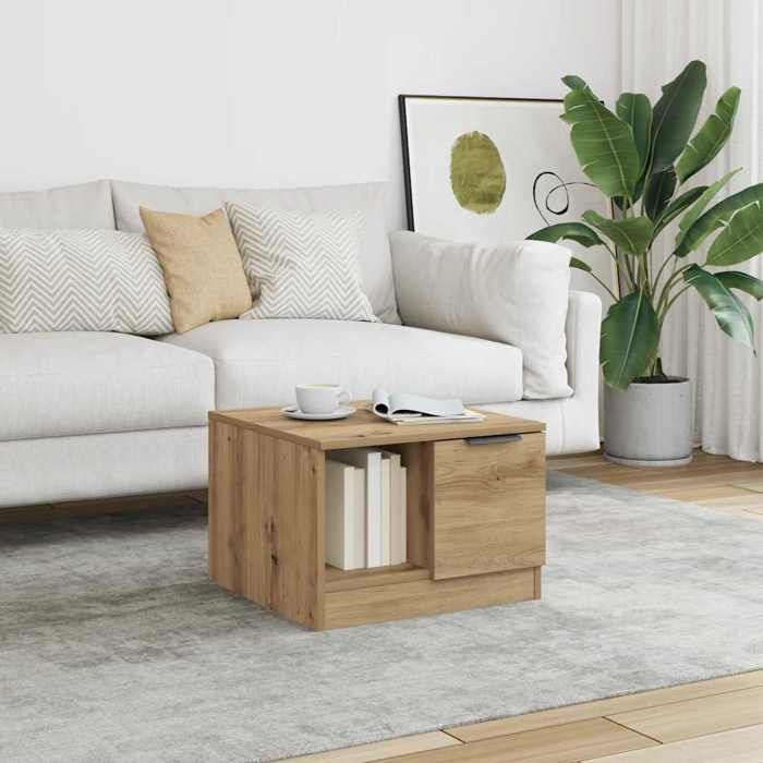 Table basse en bois dingénierie - vidaxl - 50x50x36 cm - Chêne artisanal - Capacité 60 kg - Carré - À monter soi-même