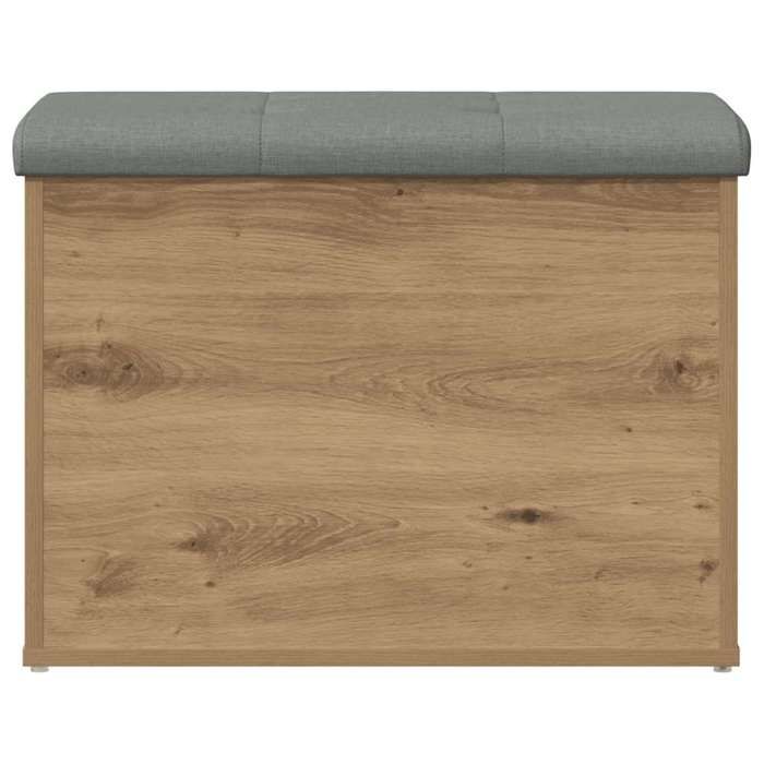 Banc de rangement en chêne - WIENS - Artisanal - 62x42x45 cm - Bois dingénierie - Capacité 110 kg - Coussin gris clair