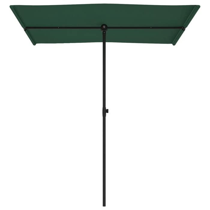 Parasol de jardin - WIENS - 180x110 cm - Vert - Mât en aluminium - Tissu polyester - Pivote à 180 degrés