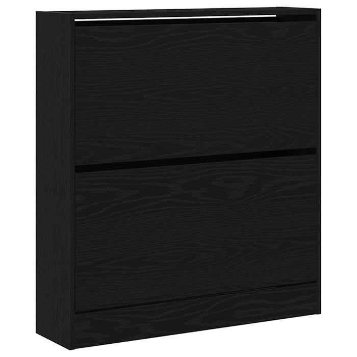 Armoire à chaussures moderne - vidaXL - Chêne noir - 80x21x87.5 cm - 2 tiroirs - 2 étagères - Compact - Finition matte