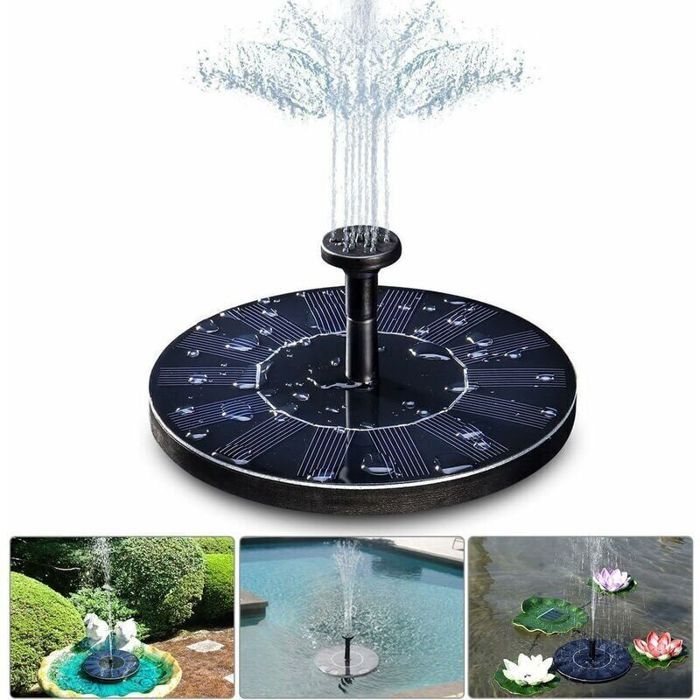 Fontaine solaire pour bassin - ZOR® - Pompe solaire 1 4 W - Hauteur maximale 70 cm - 4 effets de jet - Flottante