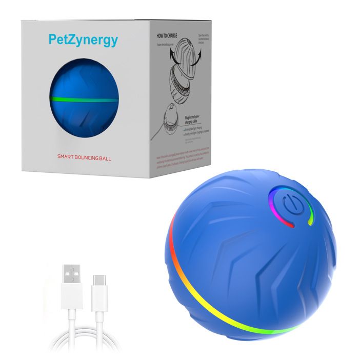 Balle rebondissante pour animaux - Phoesky - 66 mm - Éclairage longue durée - Sauts aléatoires - Jouet intelligent