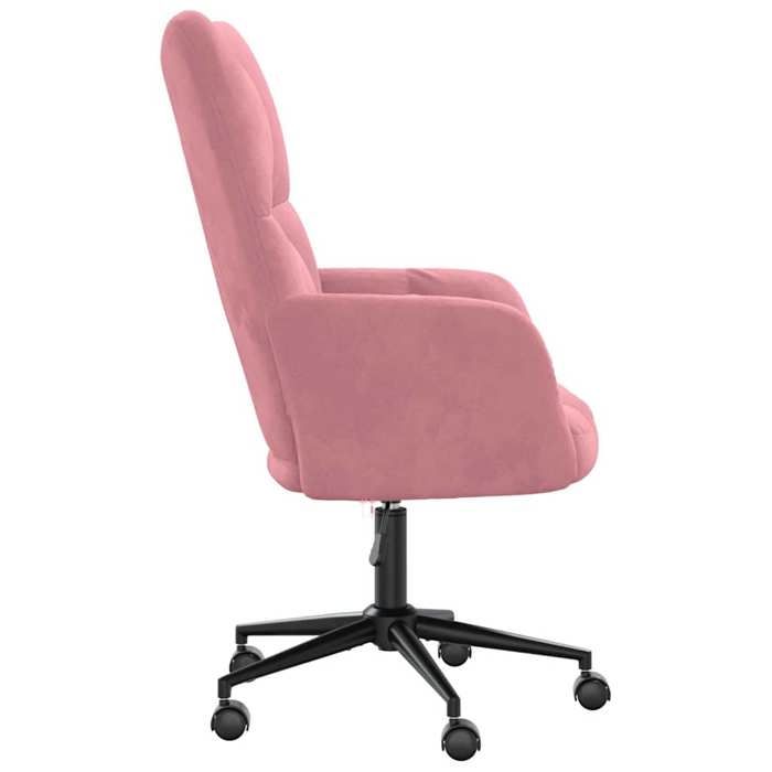 Fauteuil de relaxation en velours - MEUBLECHIC - Rose - 615x69x945-102 cm - Pivotement à 360° - Hauteur réglable