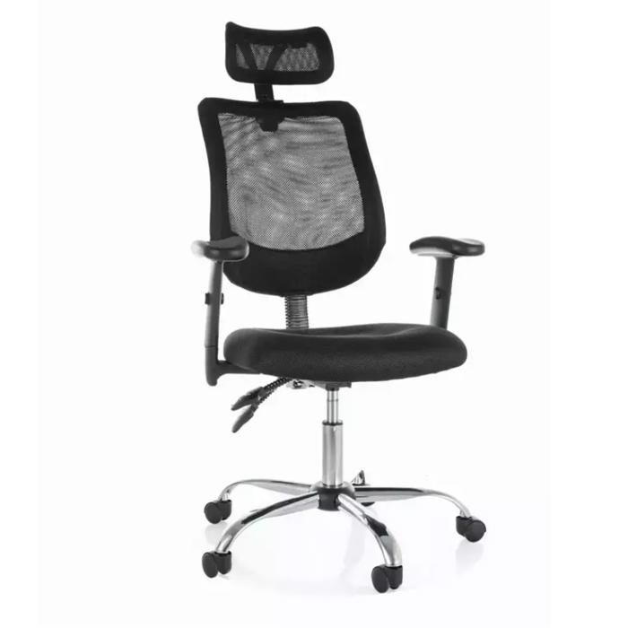 Chaise De Bureau - Meubles&Design - Chaise de bureau ergonomique noire pivotante et à roulettes avec pieds gris argent LORES Chaise De Bureau - Meubles&Design - Chaise de bureau ergonomique noire pivotante et à roulettes avec pieds gris argent LORES