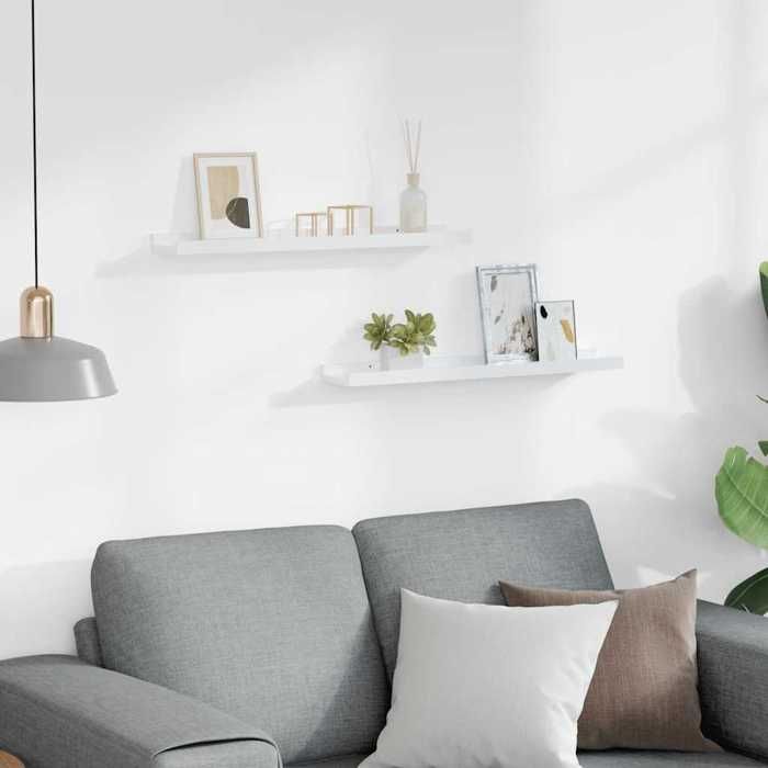 [19023]Étagères murales - MEUBLECHIC - Étagère de rangement suspendue - （2 pcs） Blanc brillant 60x9x3 cm Poids:1.24 Kg