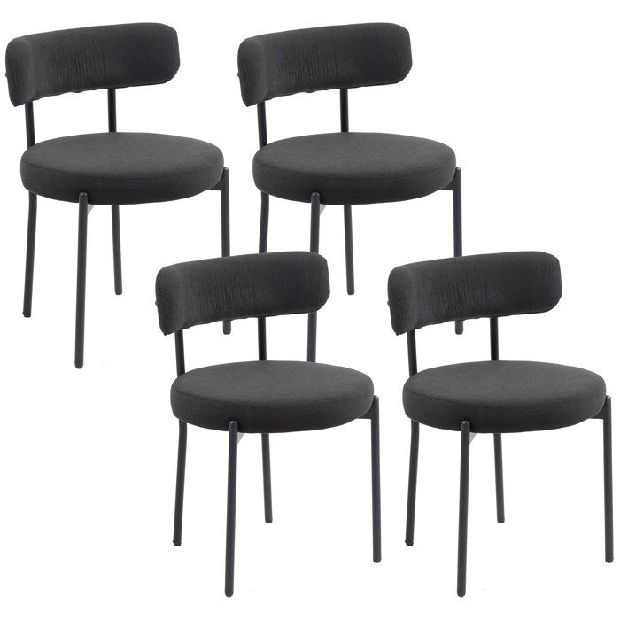 Lot de 4 chaises de salle à manger - HOMCOM - dossier en tissu pieds en acier - 51 x 51 x 76 cm - noir