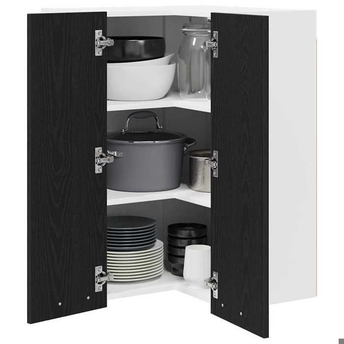 (Vente Chaude)Noir Placard/Armoire Haut - Armoire suspendue - CLOUD - Cabinet de cuisine - Chêne noir et Blanc 57x57x80 cm 4007249