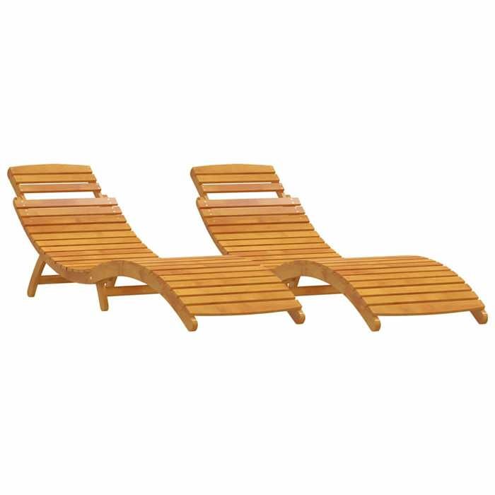 MOTHINESSTO-Transat 2 pcs Marron 55 x 184 x 64cm Bois dAcacia Massif