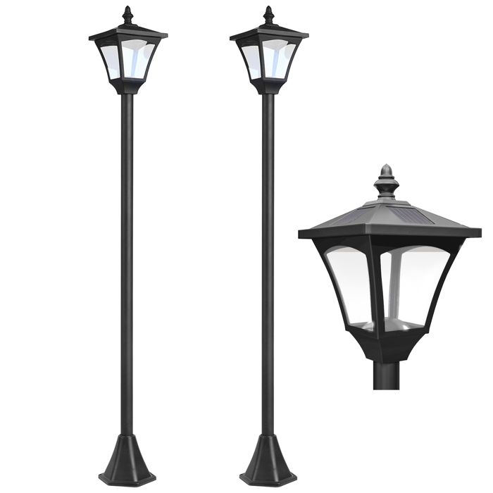 Lot de 2 luminaires extérieurs - Outsunny - lumières led 30 Lm - plastique - 15 x 15 x 120 cm - noir