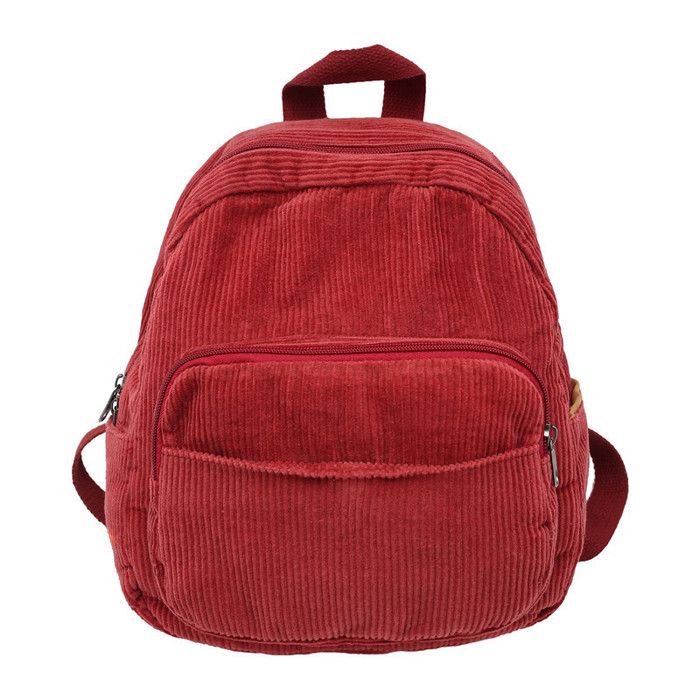 Sac a Dos Femme Mini XJYDNCG Velours Côtelé pour Quotidien et École - Rouge