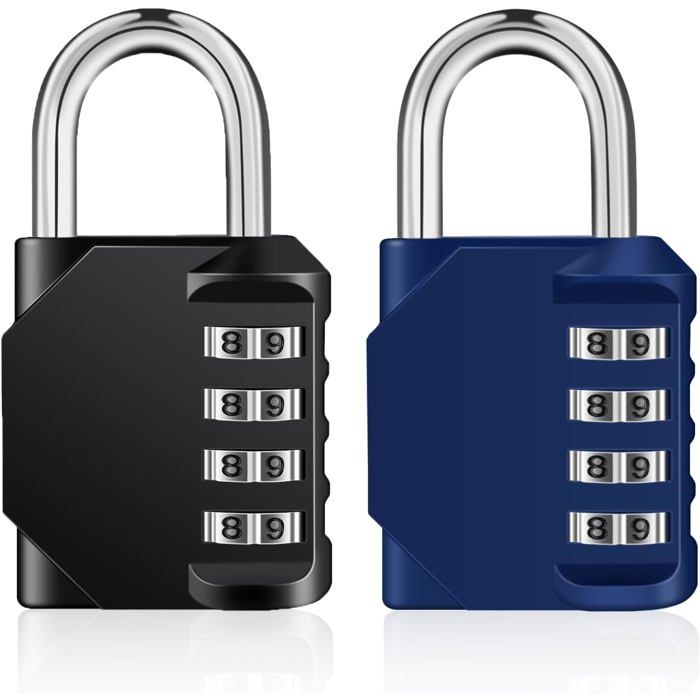 Cadenas à code - Unbrand - 4 chiffres - Noir et Bleu - Dimensions 7 9x4 4x2 2 cm - Diamètre manille 6 mm