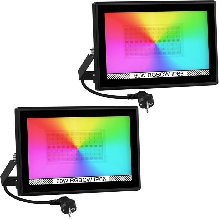 Projecteur LED extérieur  - 60W - Intensité variable - Commande via application Bluetooth - Minuteur intégré