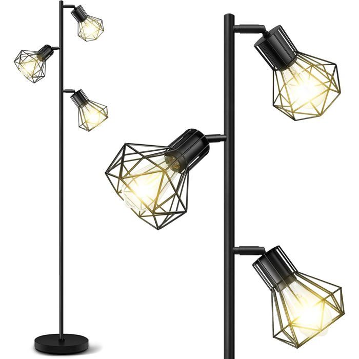 Lampadaire Industriel Lampadaire Arbre De Ferme Avec Têtes De Cage Réglables Lampadaires Rustiques Pour Salon Chambre Bureau[IN23]