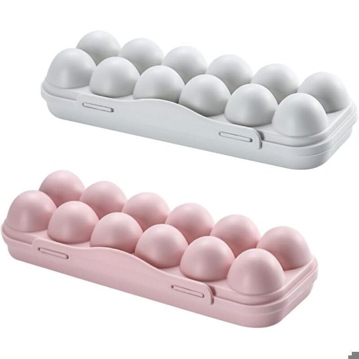 Boîte à œufs 12 alvéoles avec couvercle – Lot de 2 en PP empilable et pratique