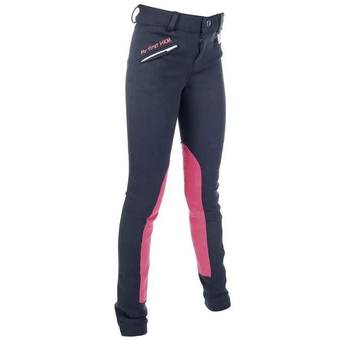 Pantalon équitation mid grip fille HKM My First HKM - dunkelblau/dunkelpink