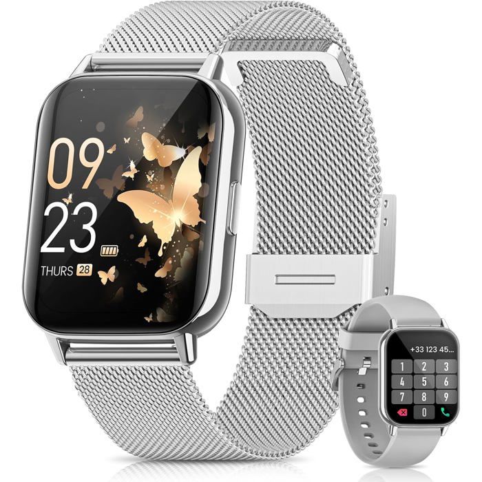 2026 Nouveau Montre Connectée Femme 1.85 Amoled Smartwatch Avec Appel Bluetooth/Fonction Féminine/Fréquence Cardiaque/Spo2/Somme