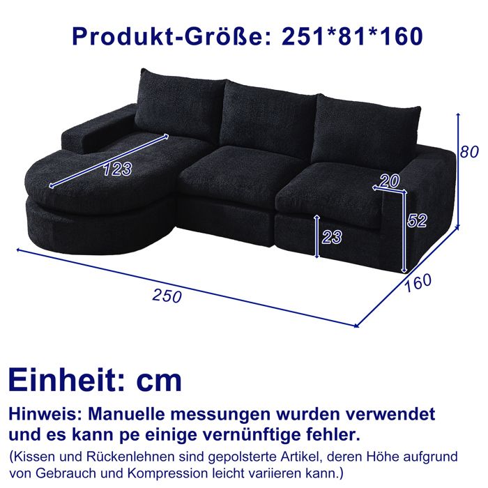 Canapé modulable dangle avec chaise longue - Canapé en chenille - Modulaire en L - Chaise longue réversible - 4 modules