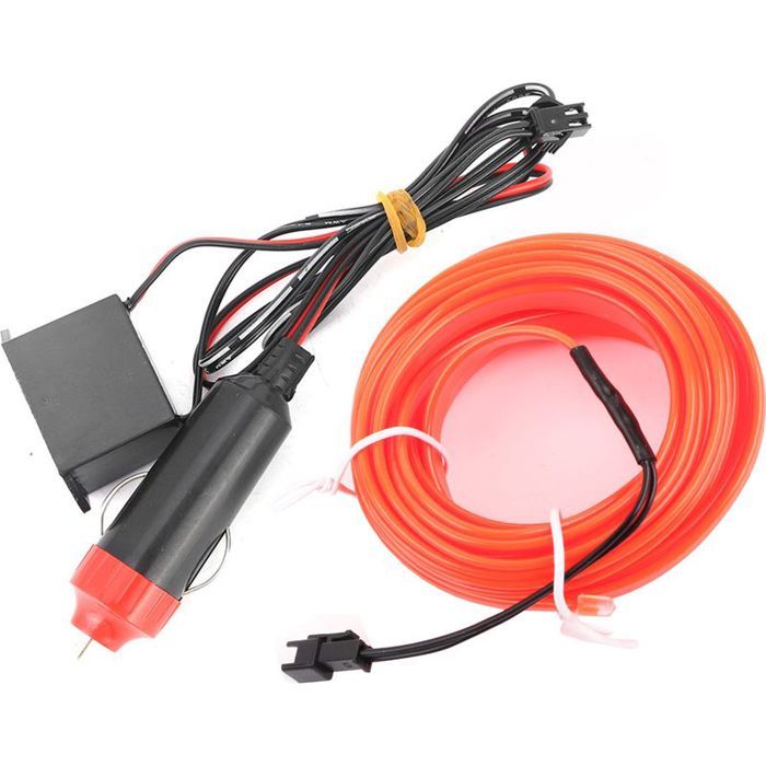 Bande lumineuse décorative pour voiture éclairage intérieur Auto LED EL lampe froide pièces de Modification 4 mètres rouge