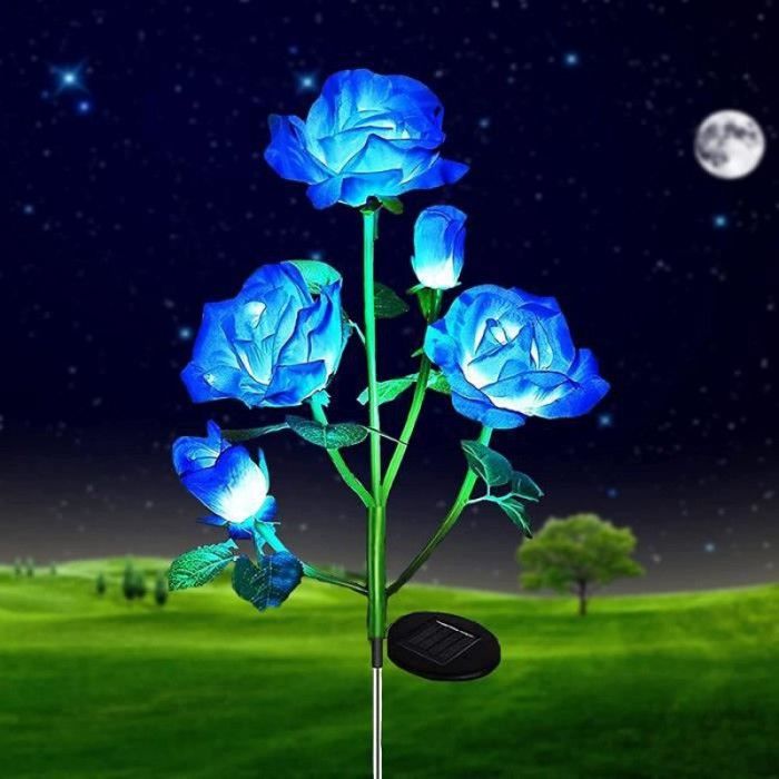 2 Lampes solaires Fleur 5 LED multicolores Étanche IP65 Jardin Patio Allée .