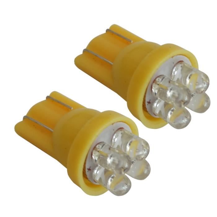 Aerzetix 2x ampoule T10 W5W 12V 4LED jaune ambré WY5W clignotants