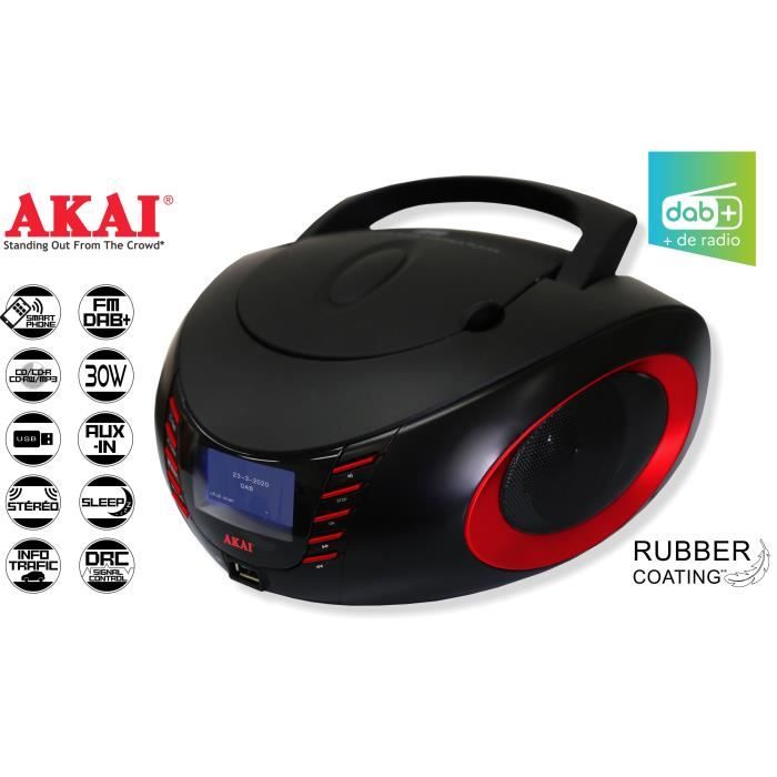 BOOMBOX AVEC FINITION GOMME - LECTEUR CD - USB- RADIO FM - AKAI