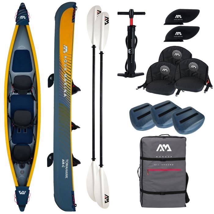 Kayak gonflable 3 places Aqua Marina Tomahawk AIR-C - Jaune olive - Canoë-kayak