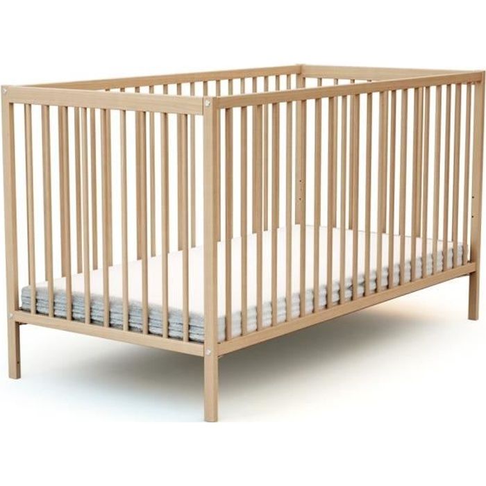 At4 Lit 70x140 Fixes A Barreaux Hetre Verni Cdiscount Puericulture Eveil Bebe