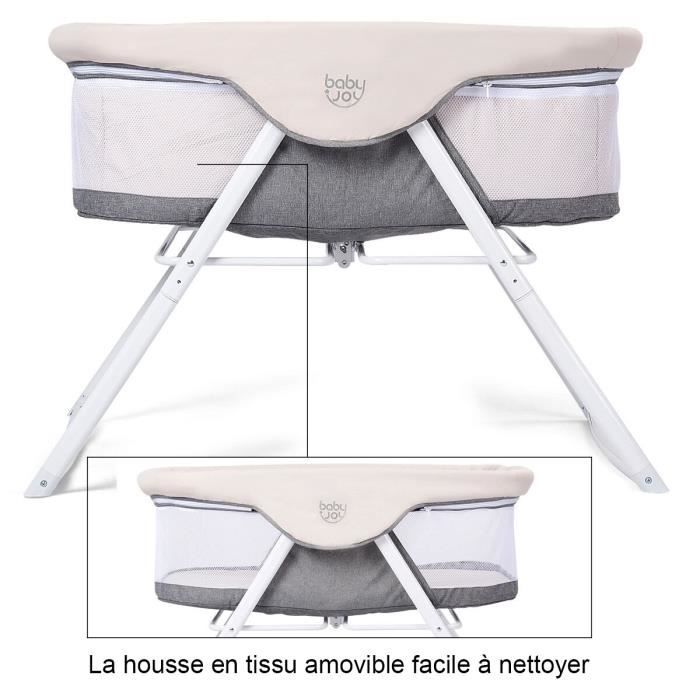 Berceau Bebe Portable Lit De Voyage Bebe Pliable Transportable Avec Matelas Souple Beige En Acier Eponge Tissu 94 X 56 X 70 Cm Cdiscount Puericulture Eveil Bebe