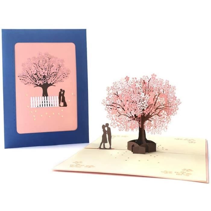 Carte Pop-up 3D 'Arbre D'Amour' - Carte De Mariage, Saint-Valentin, Fiançailles, Avec Enveloppe, Cadeau Romantique