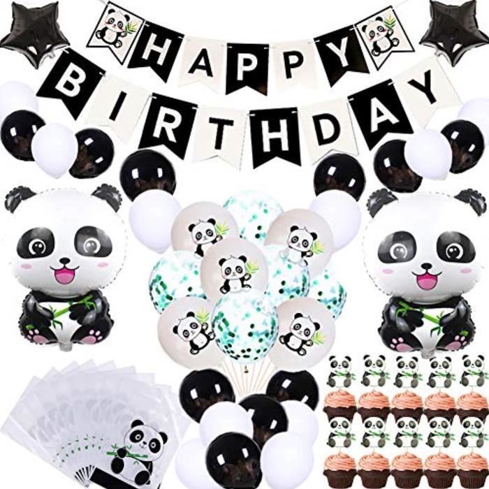 Support A Decorer Qt71r 69 Pcs Mignon Panda Fete Fournitures Pour Panda Joyeux Anniversaire Banniere Panda Ballons Panda Cupcake Top Cdiscount Maison