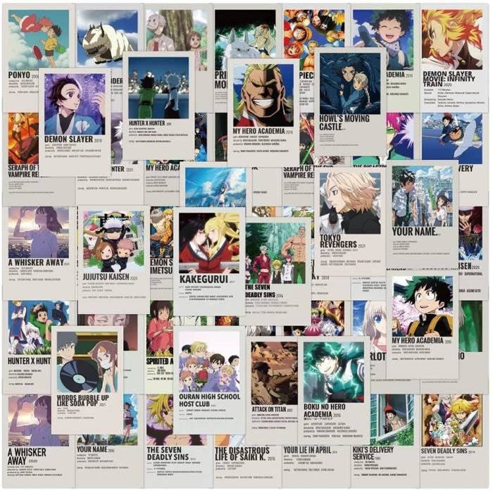 Tacomexi Kit 50 Autocollants Muraux Films Célèbres | Déco Chambre 4.5-6cm | Style Manga Et Cinéma