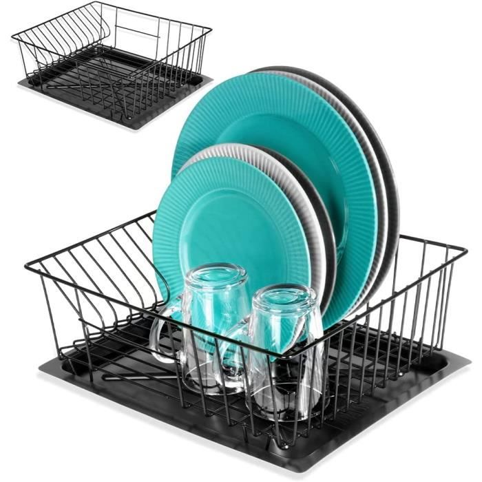 Support De Tasses En Acier Inoxydable Avec Rangement Assiettes - Gain De Place Cuisine Noir