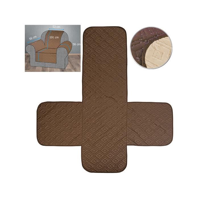 Housse de protection réversible - Beige/Marron - Hydrofuge - Lavable à 30°C - Élastique