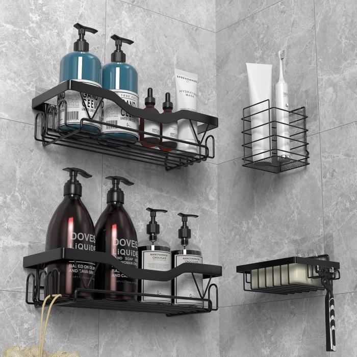 Etagere Douche sans percage, Etagère Salle de Bain 2 pièces, Etagère de Douche en Aluminium Antirouille