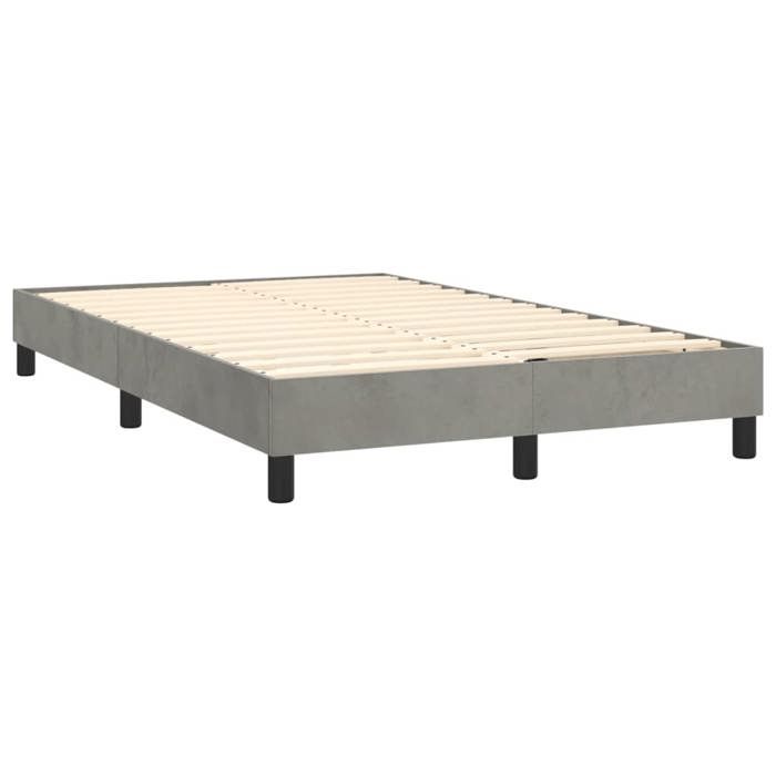 cadre de lit à sommier tapissier - soier - 120x200 - tissu velours gris