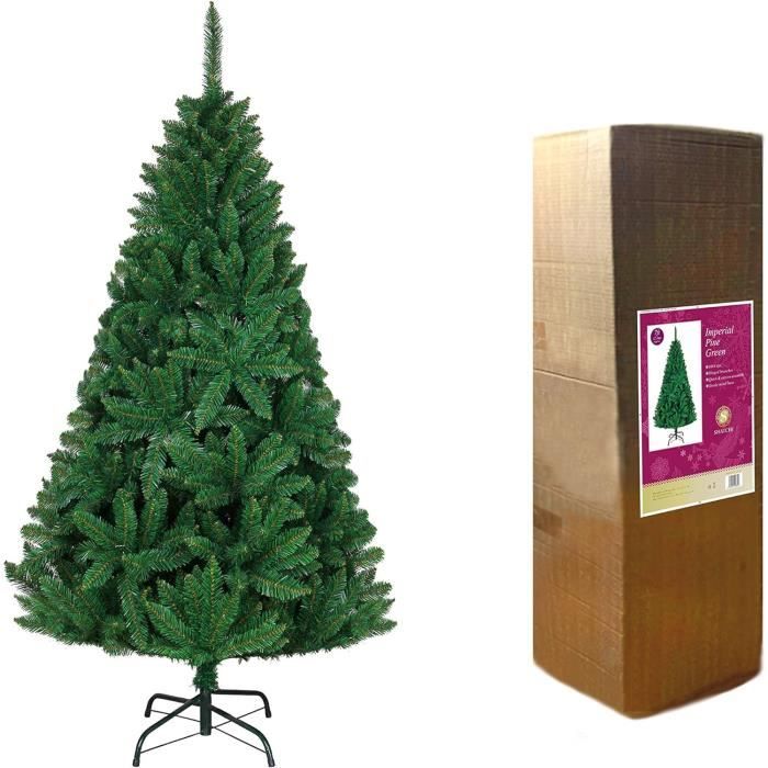 Sapin De Noël Artificiel En Forme Crayon - 150 Cm Réaliste, Branches PVC Ignifuge, Ouverture Automatique - Déco Fête Noël Verte