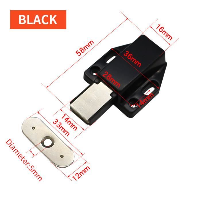 Sourcing Map Ménage Bouchon De Porte D'armoire Porte Loquet Magnétique 2 Pcs Noir