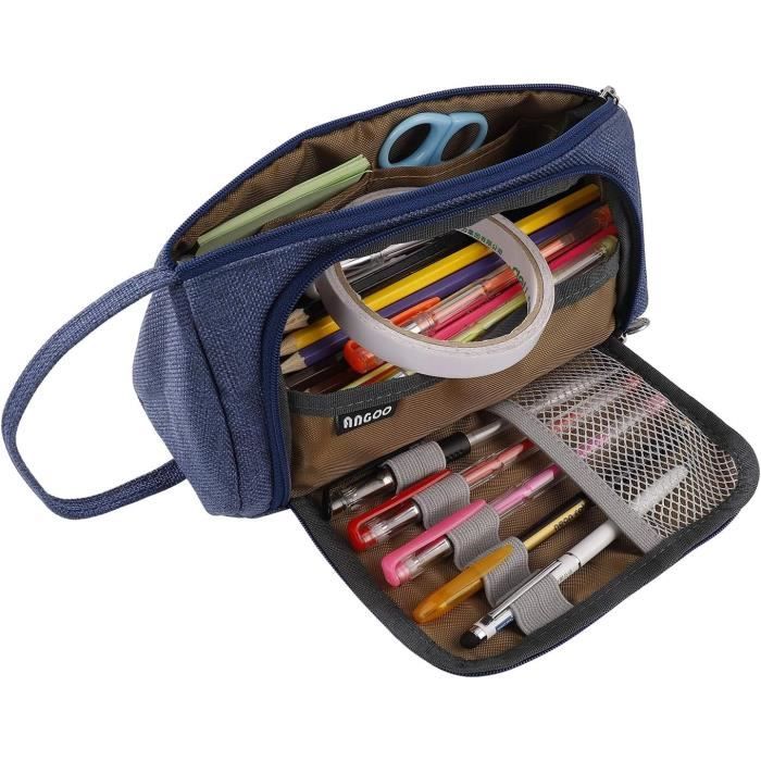 Trousse à Crayons Toile Motif Chauve-Souris - Double Compartiment, Grande Capacité (20,1x9,9x10,9 Cm), Oxford - 5