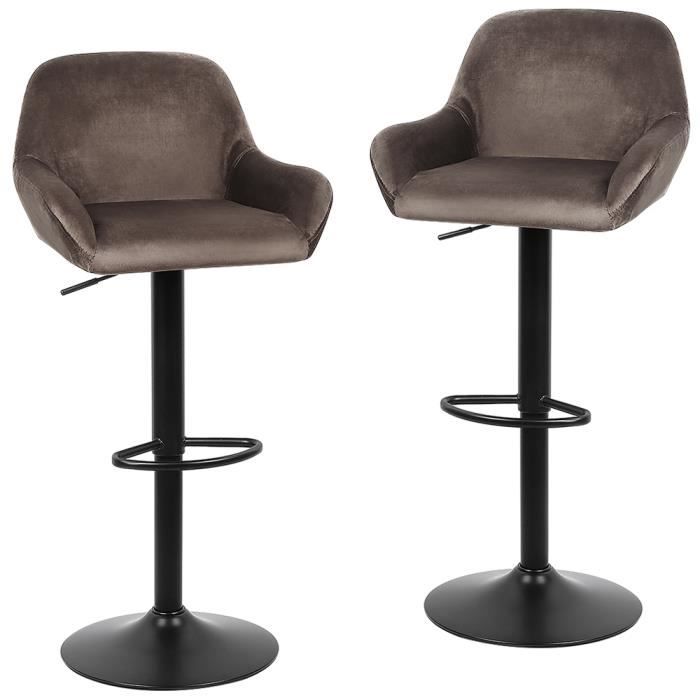 LOT DE 4 TABOURET DE BAR GRANT EN TISSU,TABOURET PIVOTANT RÉGLABLE ET ...