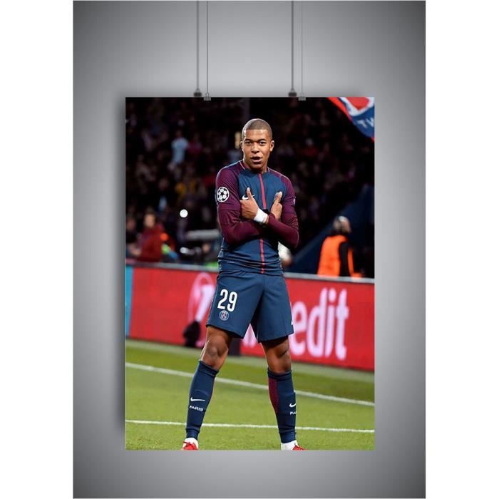 Affiche Mbappé - PSG - Brillant de haute qualité - Convient pour l