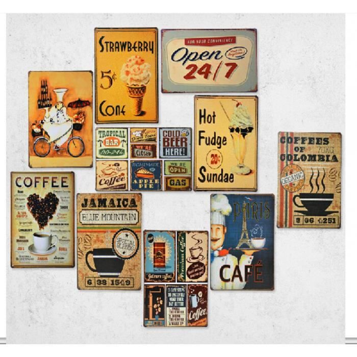 Peinture Metallique Retro Vintage Finition Cafe Decoration Murale Decoration Pour Maison De Fer Cuisine Avion Autocollant Mural 20 Achat Vente Stickers Soldes Des Le 15 Juillet Cdiscount