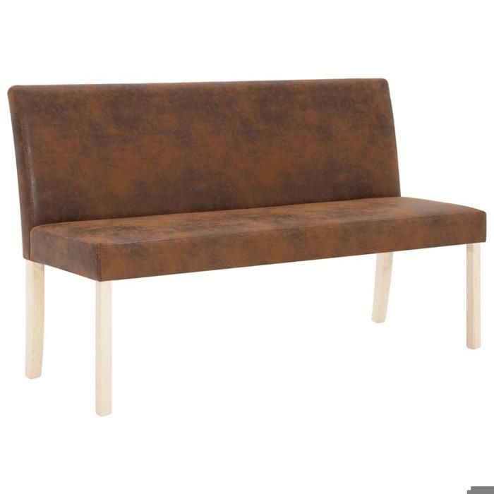banquette pouf tabouret meuble banc 139 cm marron similicuir daim 3002170