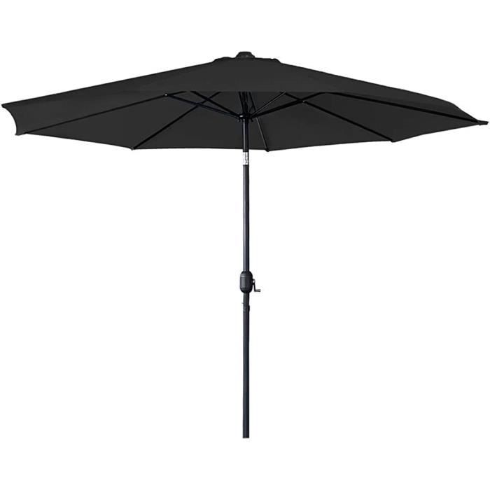Parasol Déporté Inclinable 350 Cm – Toile Polyester Anti-UV 40+, Mât Aluminium, Manivelle, Pour Terrasse Jardin