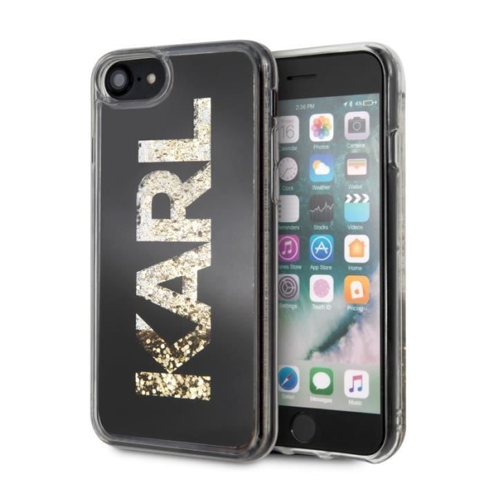 Coque Bi Matiere Fond Noir Et Lettres Karl En Paillettes Pour Apple Iphone 7 8 Karl Cdiscount Telephonie