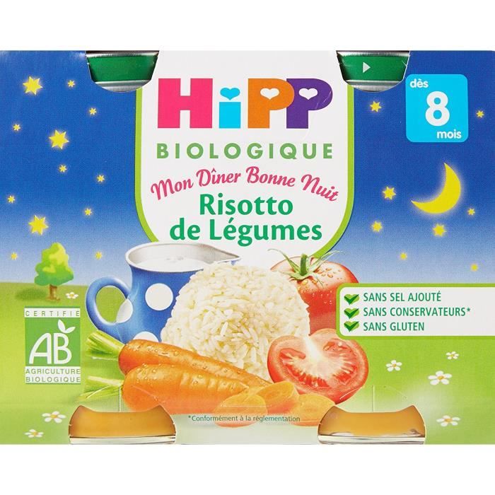 Hipp Biologique Mon Diner Bonne Nuit Risotto De Legumes Des 8 Mois 12 Pots De 190 G Epicerie Cdiscount Puericulture Eveil Bebe