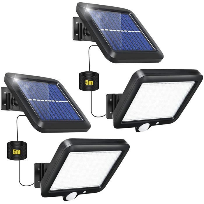 Allée 159 LED Applique Murale Solaire à Detecteur de Mouvement Cour Grand Angle 180° Lampe de Sécurité Solaire IP65 étanches pour Porte d/'entrée Clôture Lampe Solaire Extérieur