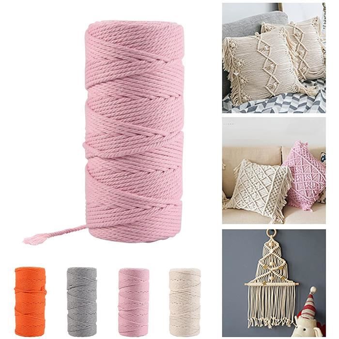 Corde Macramé Coton 3mm X 100m - Blanc Naturel - Pour DIY Tenture Murale, Cintre Plante, Déco Bohème